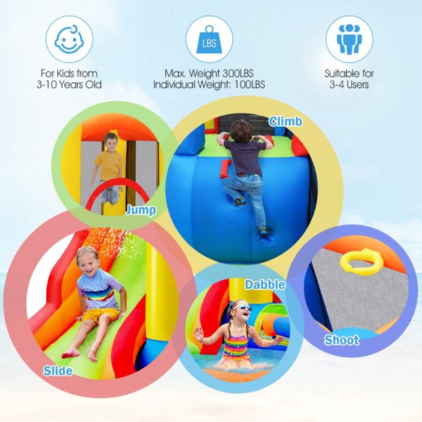 Kid Inflatable Bounce House Water Slide Castle with Blower