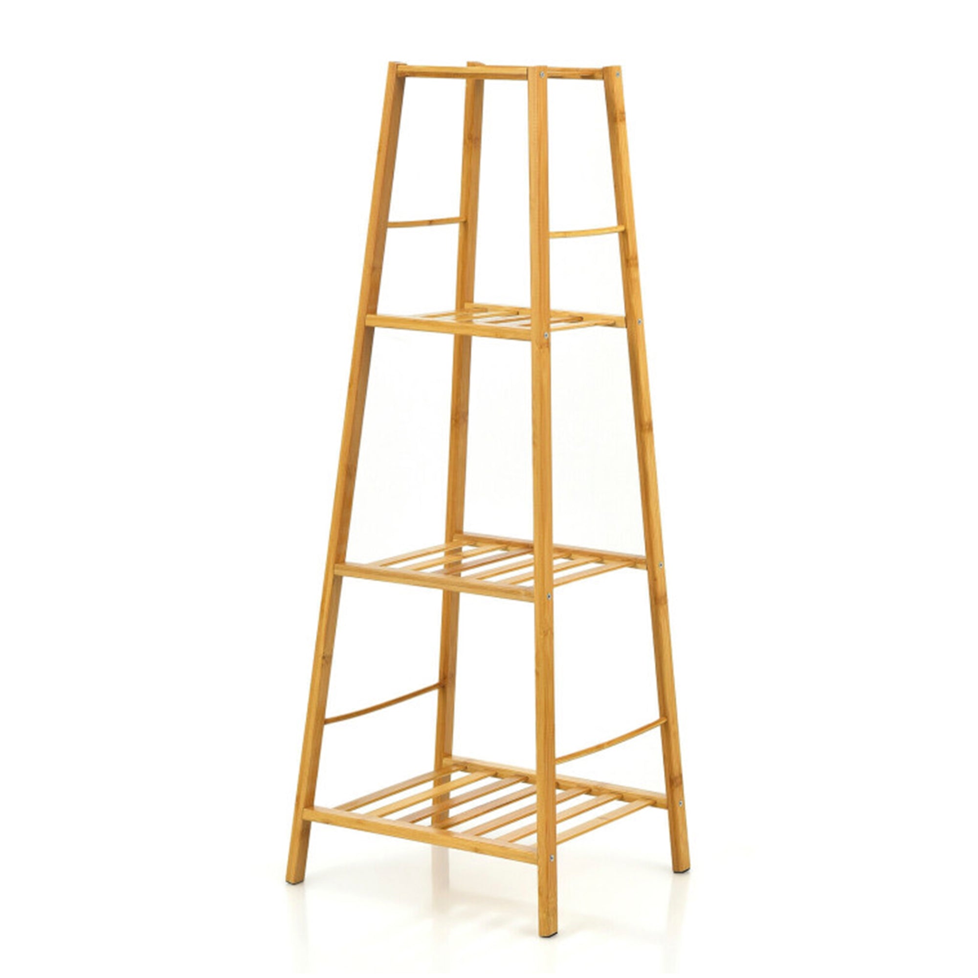 Indoor/Outdoor Natural Wood Plant Stand Display Holder (4-Tier)