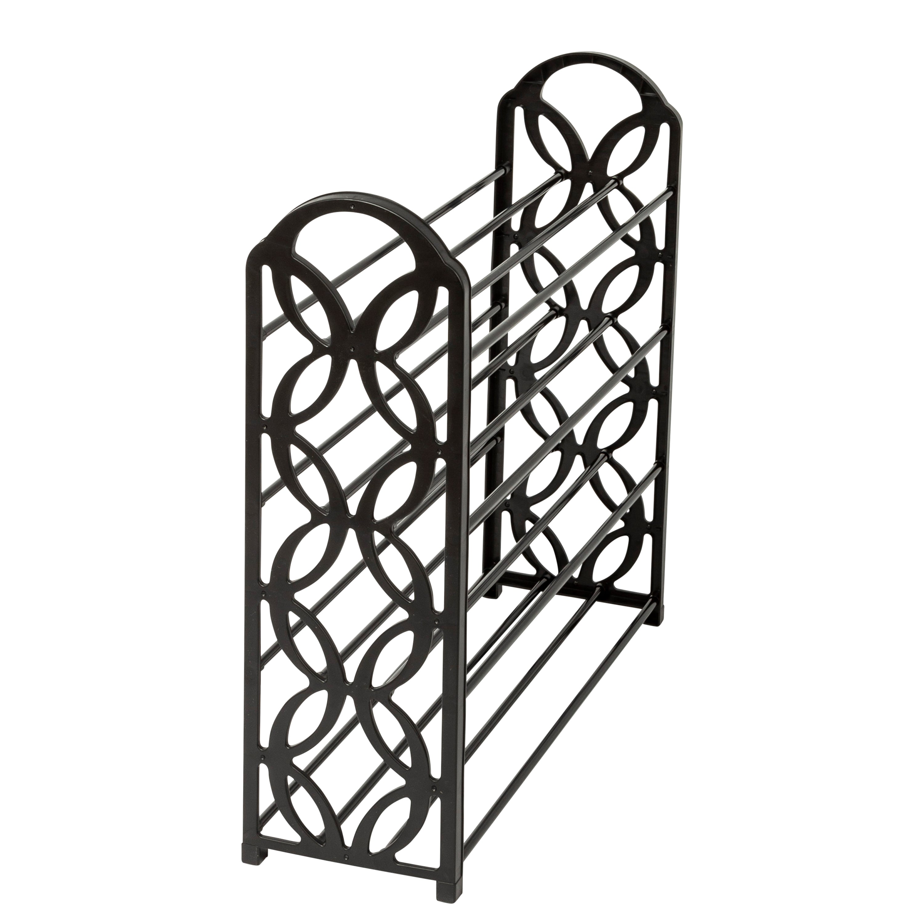 4-Shelf Black Lightweight Shoe Rack