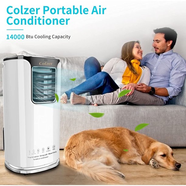 SUGIFT 500Sq Ft Portable AC Air Conditioner Provides 1,4000 BTU Cooler, Built-in Dehumidifier, Fan and Auto Mode Included Complete Window Mount Exhaust Kit&Remote Control 24 Timer Settings
