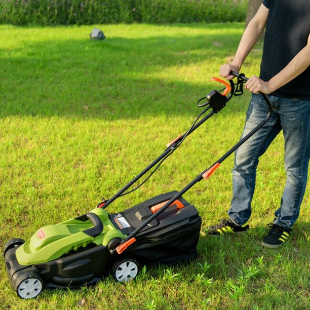 SUGIFT 14-Inch 12 Amp Lawn Mower with Folding Handle Electric Push Lawn Mower