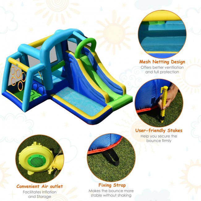 SUGIFT 5 In 1 Inflatable Bounce House,Kids Slide Castle without  Blower