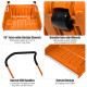 58 in. Steel Handle Plastic Folding Snow Shovel Pusher Scoop in Orange with Wheels