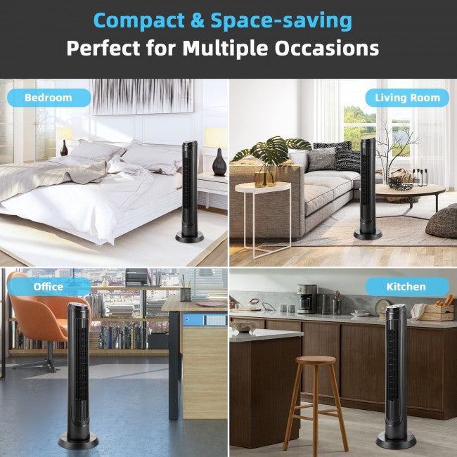 SUGIFT 40In Adjustable Oscillating Pedestal Tower Fan with Remote Control 3-Speed,Black