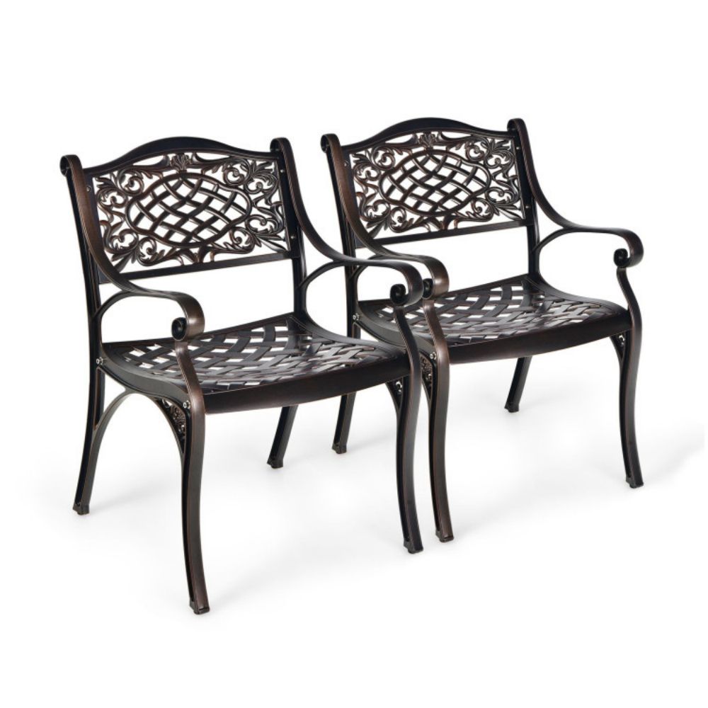 Outdoor Cast Aluminum Dining Set of Patio Bistro Chairs (2-Pack)