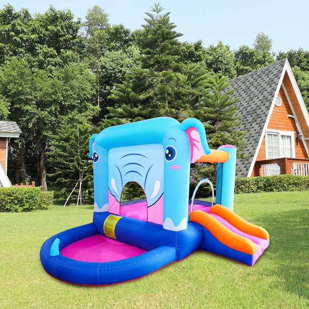 SUGIFT Inflatable Castle Kids Blue Elephant Bounce House Inflatable Bouncing Castle Jumping