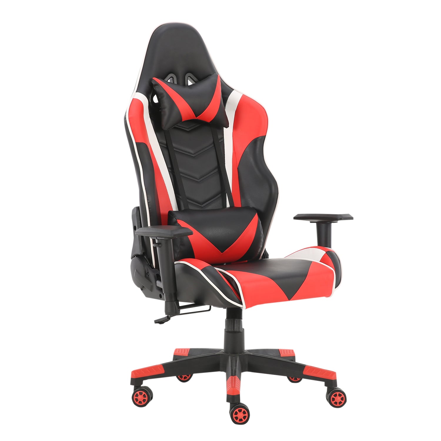 SUGIFT Game Chair, PU Office Swivel Chair, with Headrest and Lumbar Pillow, Red