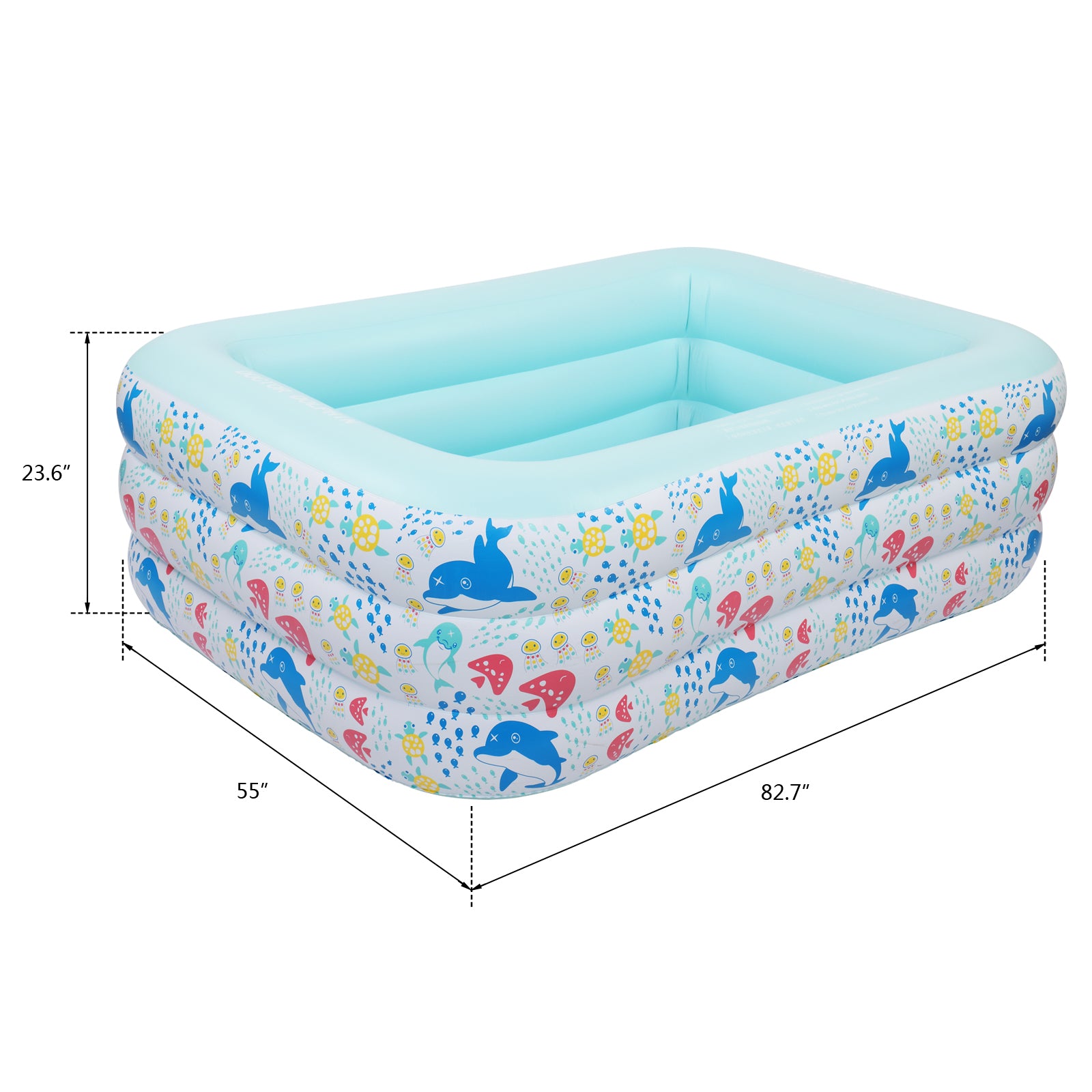 SUGIFT Inflatable Swimming Pool for Kids Ground Pools 82.7 in  X 55 in  X 23.6 in  Blue