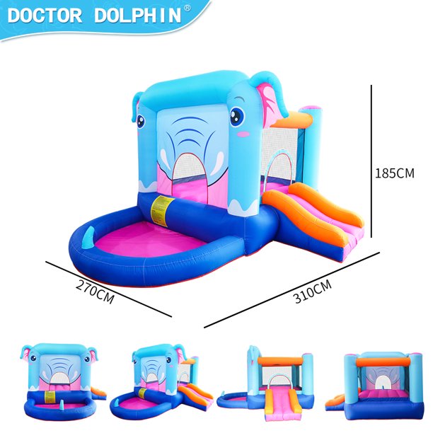 SUGIFT Inflatable Castle Kids Blue Elephant Bounce House Inflatable Bouncing Castle Jumping
