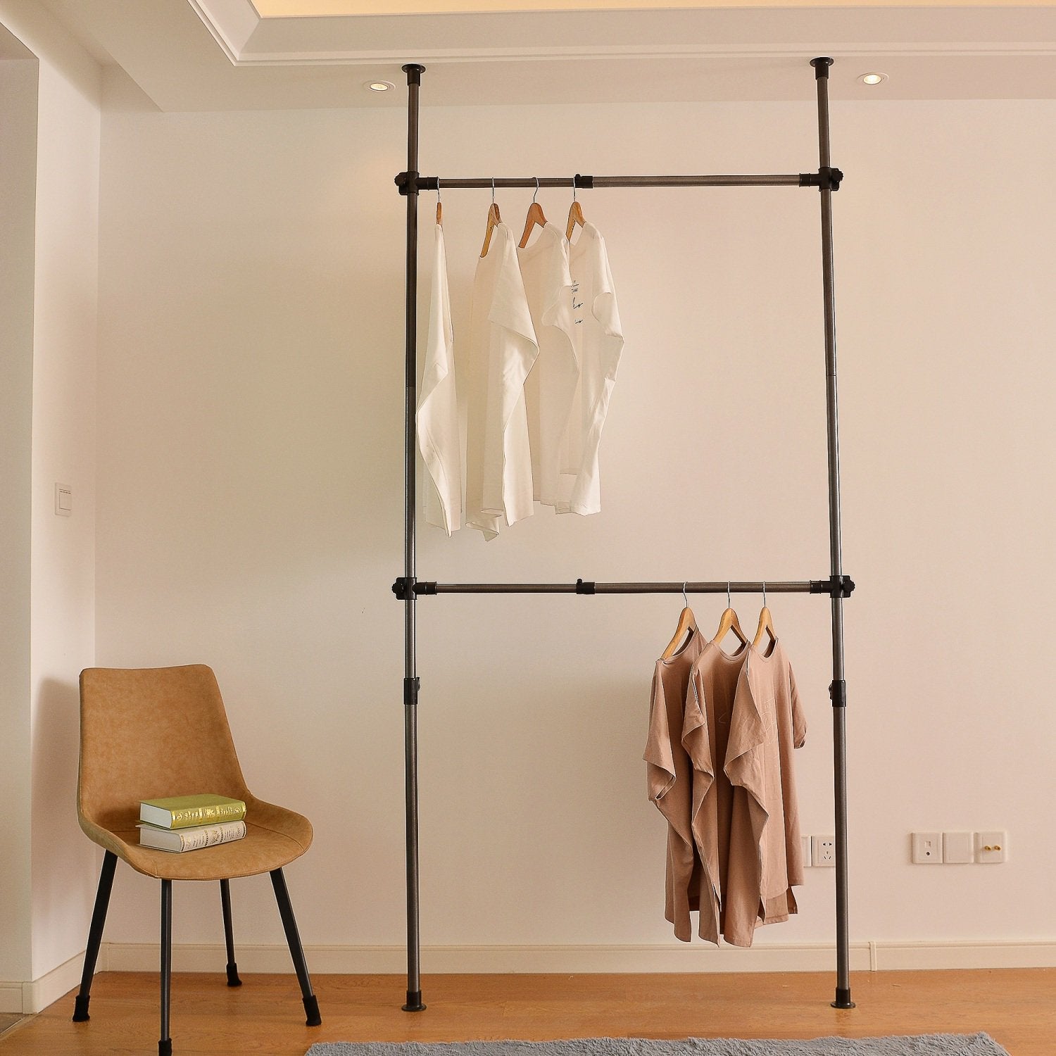 SUGIFT 2 Tier Adjustable Clothing Rack