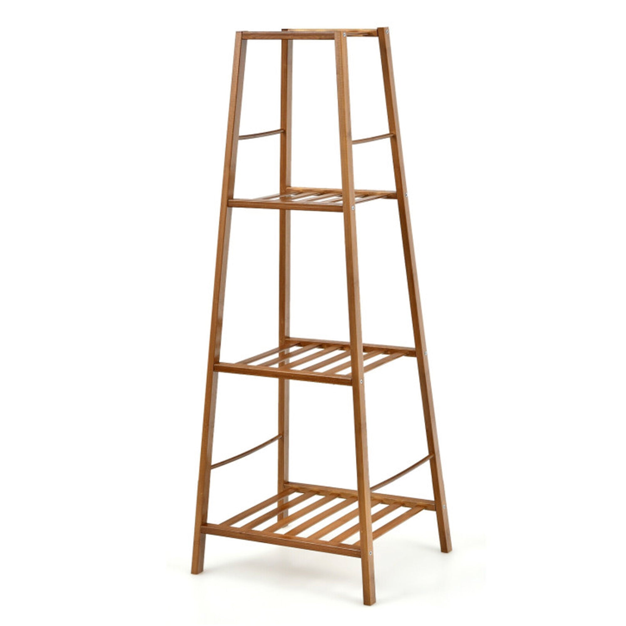 Indoor/Outdoor Brown Wood Plant Stand Display Holder (4-Tier)