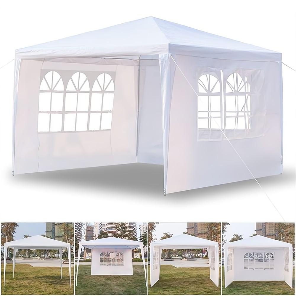 10 ft. x 10 ft. White Patio Tent Party Tent with 3 Removable Side Walls