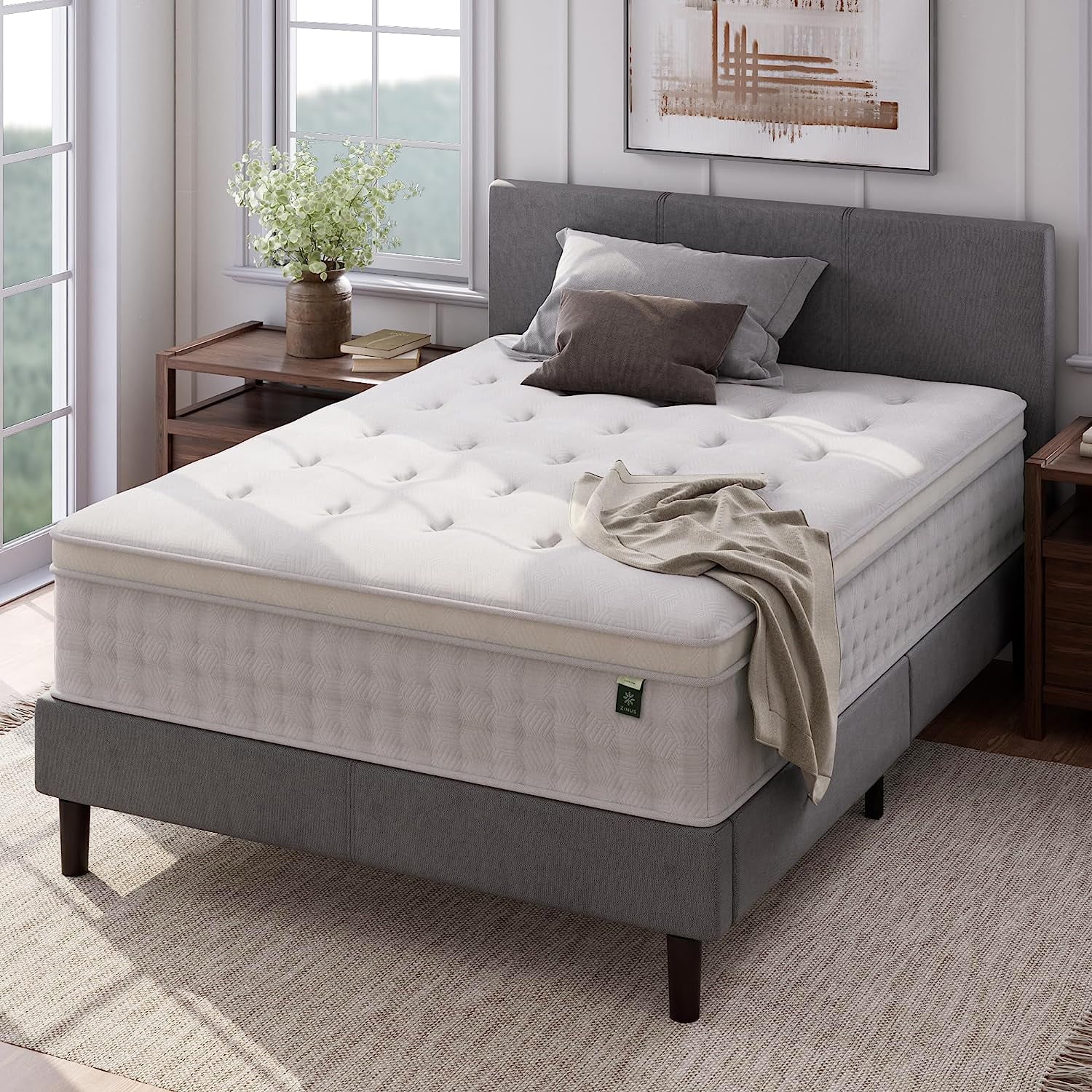 SUGIFT 13 Inch Euro Top Pocket Spring Hybrid Mattress