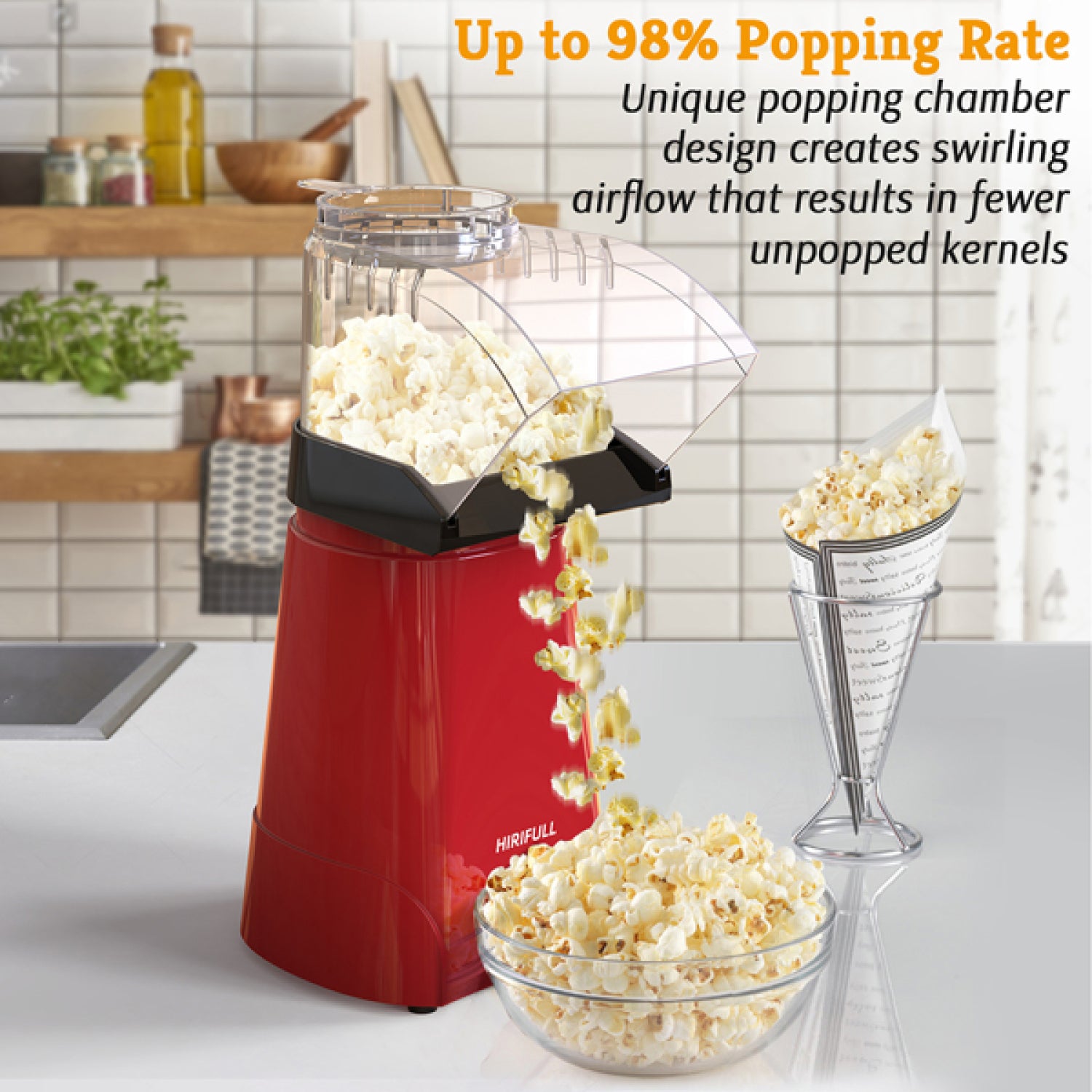 SUGIFT 1200W Home Electric Hot Air Popcorn Poppers Machine with Measuring Cup