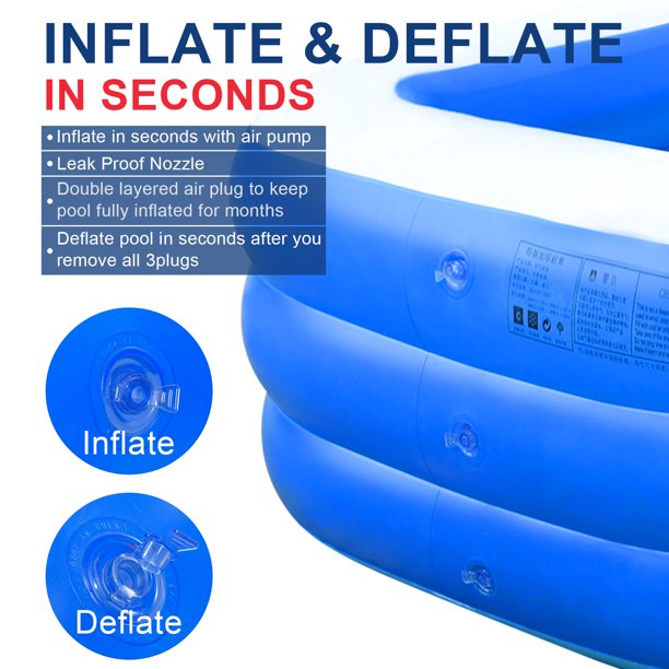 SUGIFT Inflatable Swimming Pool Three-layer Printing, Family Above Ground PVC Outdoor Toy Pool for Kids, Babies, Adults, 82.6inW*55inD*25.5inH