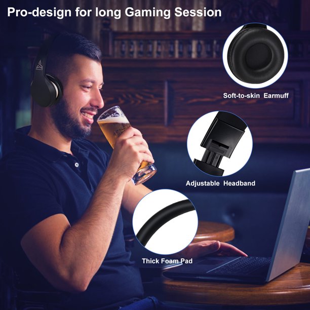 SUGIFT Ultralight Gaming Headset-compatible with PC, PS4, PS5, Switch, Xbox One, Xbox Series X & S, Mobile - Black