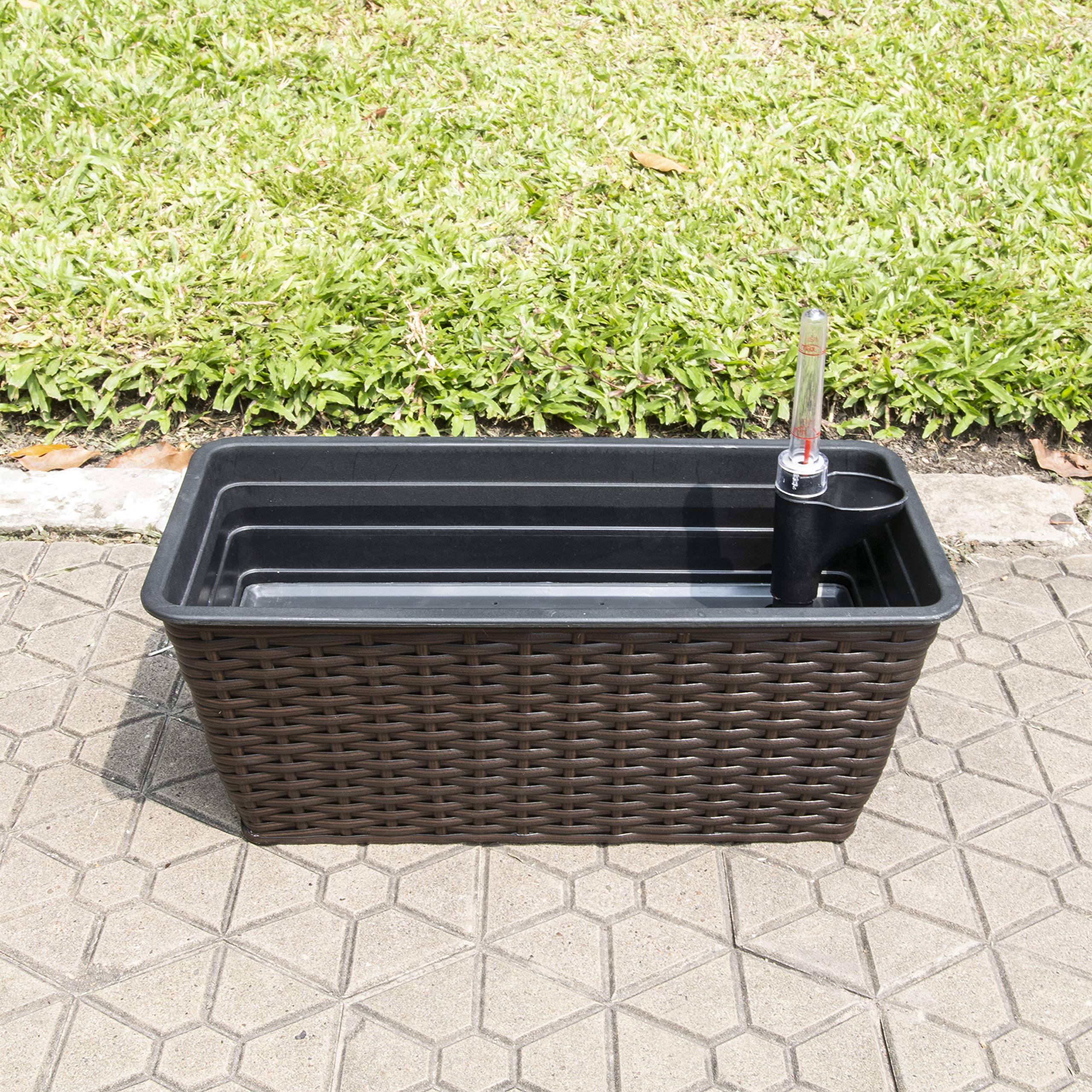 SUGIFT 23 Inches Thin Rectangular Smart Self-Watering Planter