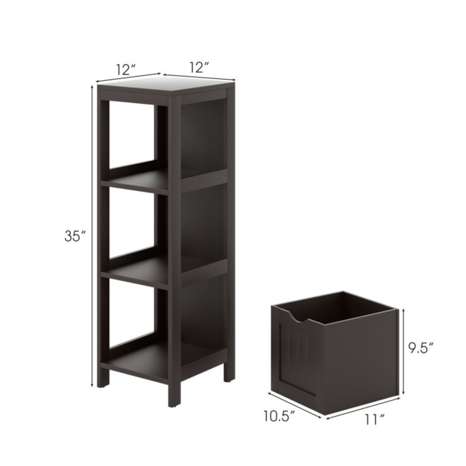 SUGIFT Wooden Bathroom Floor Cabinet with Removable Drawers, Brown