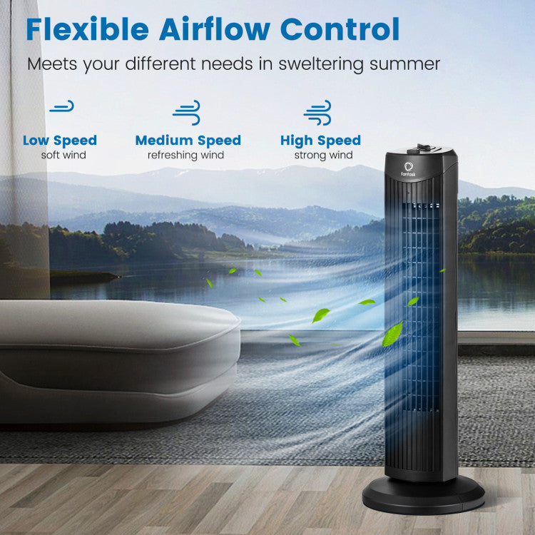 35W 28 Inch Quiet Bladeless Oscillating Tower Fan