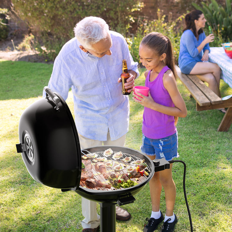 SUGIFT 1600W Portable Electric BBQ Grill with Removable Non-Stick Rack Black