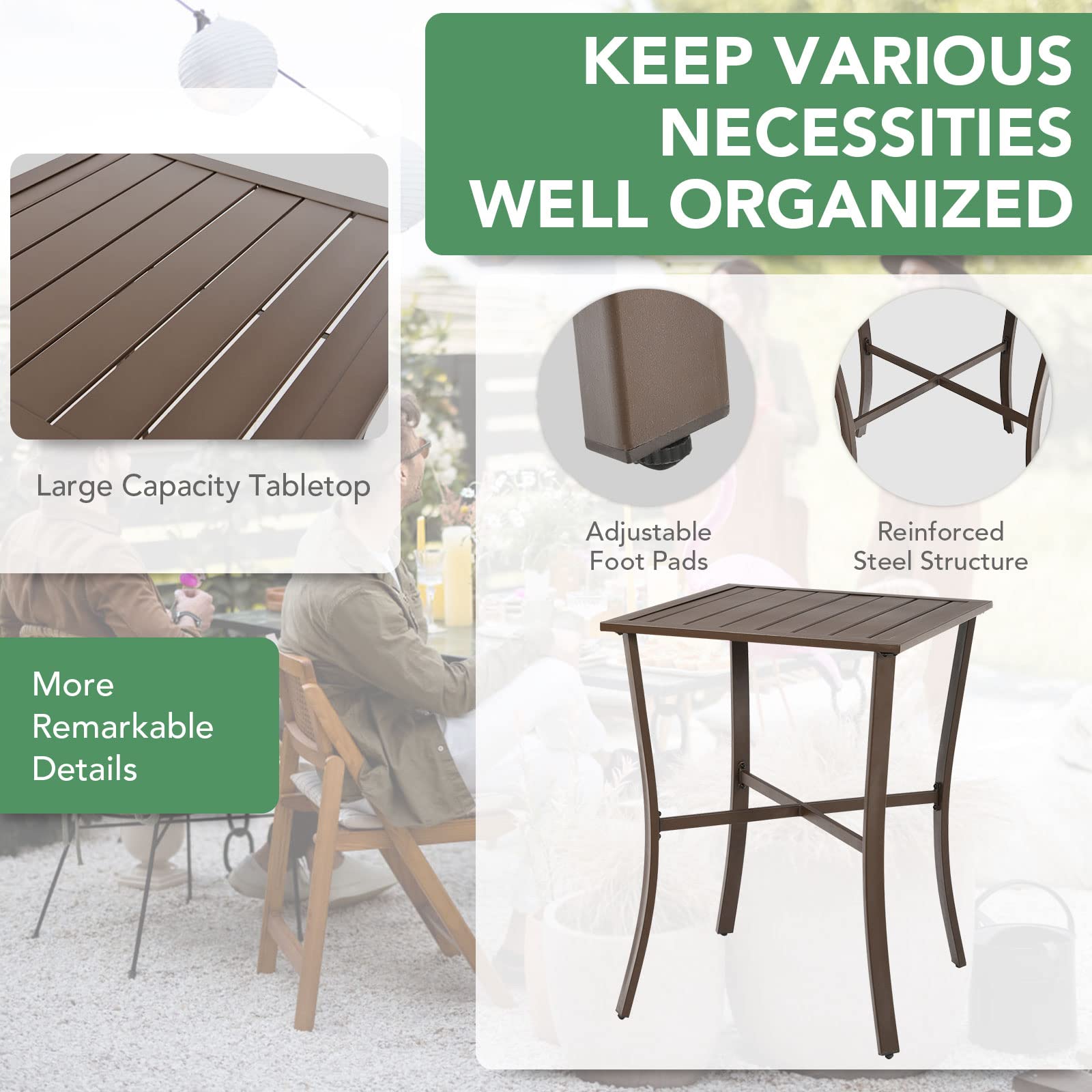 3-Piece Brown Frame Wicker Outdoor Bistro Set with Beige Cushions
