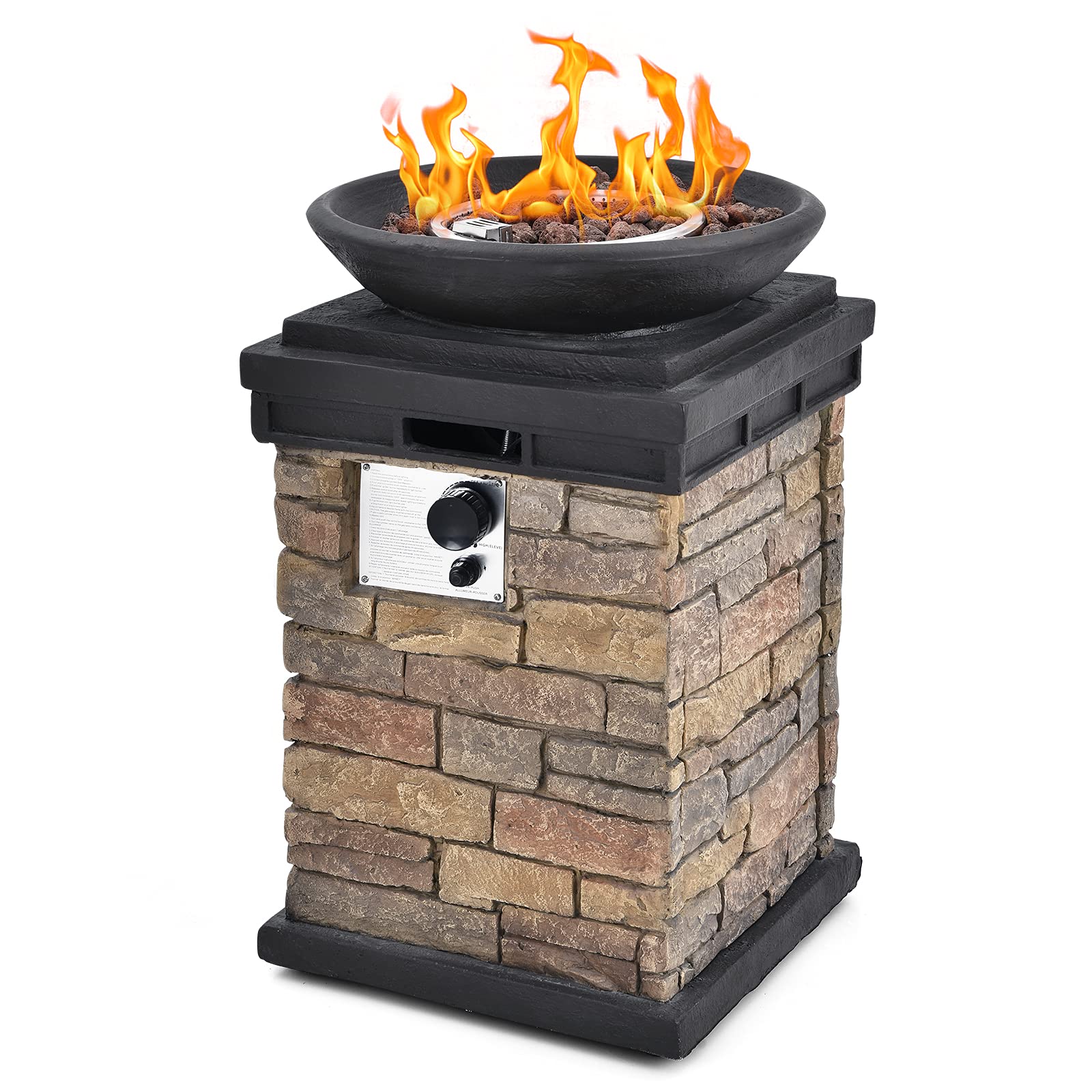 18 in. Brown Square 40000 BTU Outdoor Gas Fire Pit Propane Burning Fire Bowl