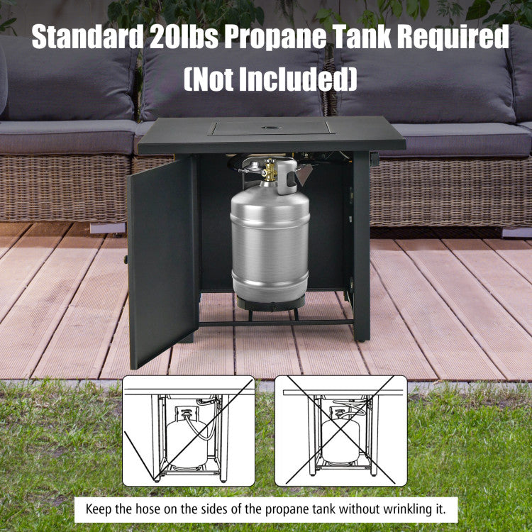 SUGIFT 50,000 BTU 32 Inch Square Propane Gas Fire Pit Table