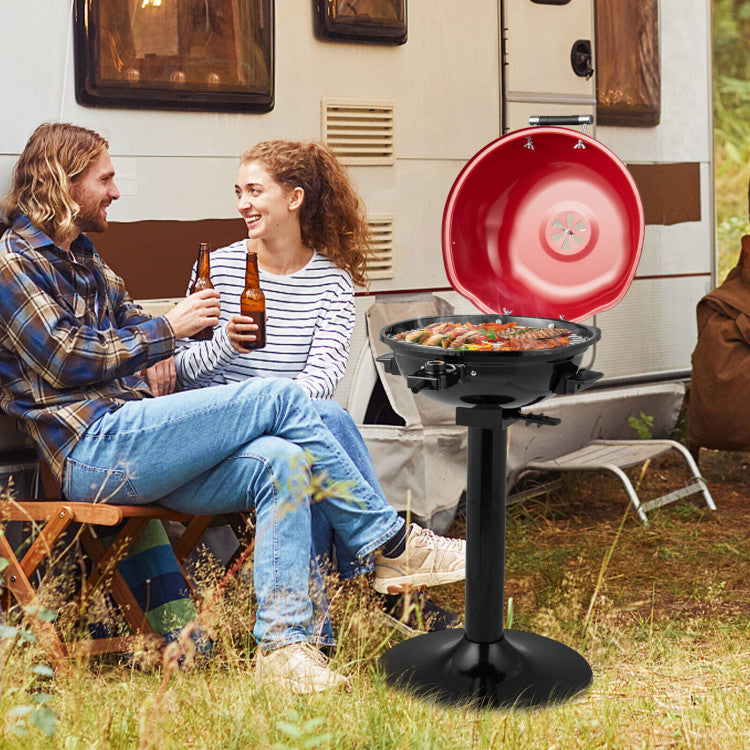SUGIFT 1600W Portable Electric BBQ Grill with Removable Non-Stick Rack Red