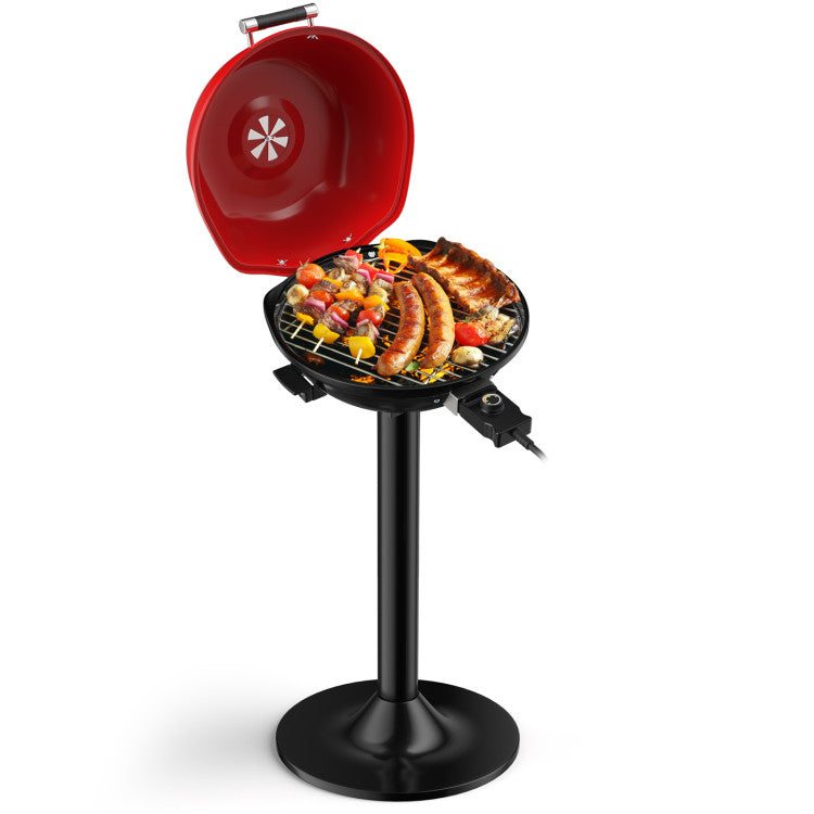 SUGIFT 1600W Portable Electric BBQ Grill with Removable Non-Stick Rack Red