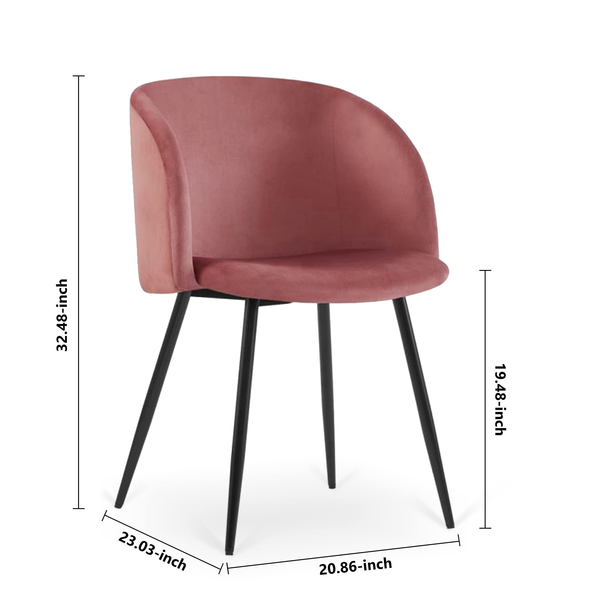 SUGIFT 2pc Rose Pink Upholstered teddy faux fur dining chairs