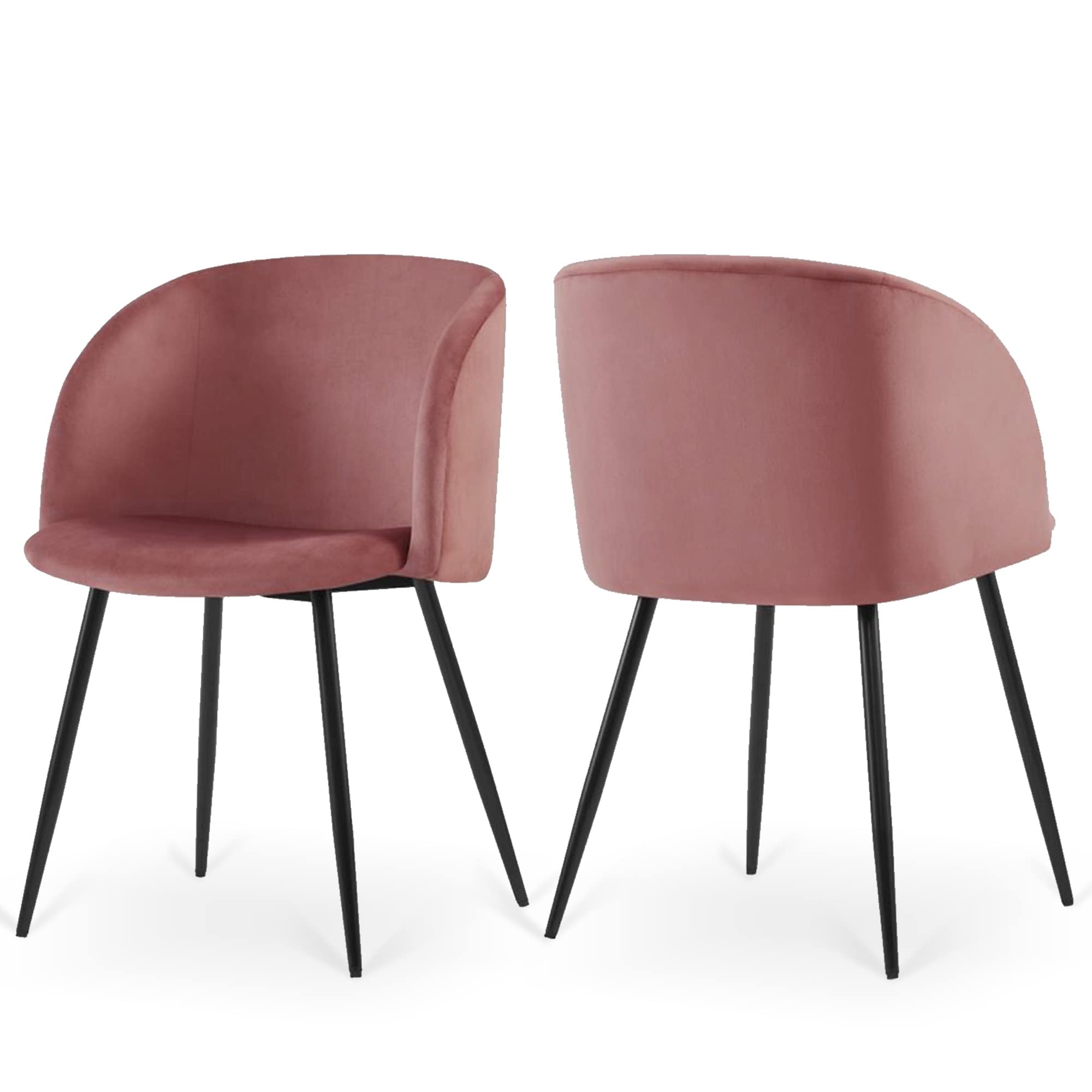 SUGIFT 2pc Rose Pink Upholstered teddy faux fur dining chairs