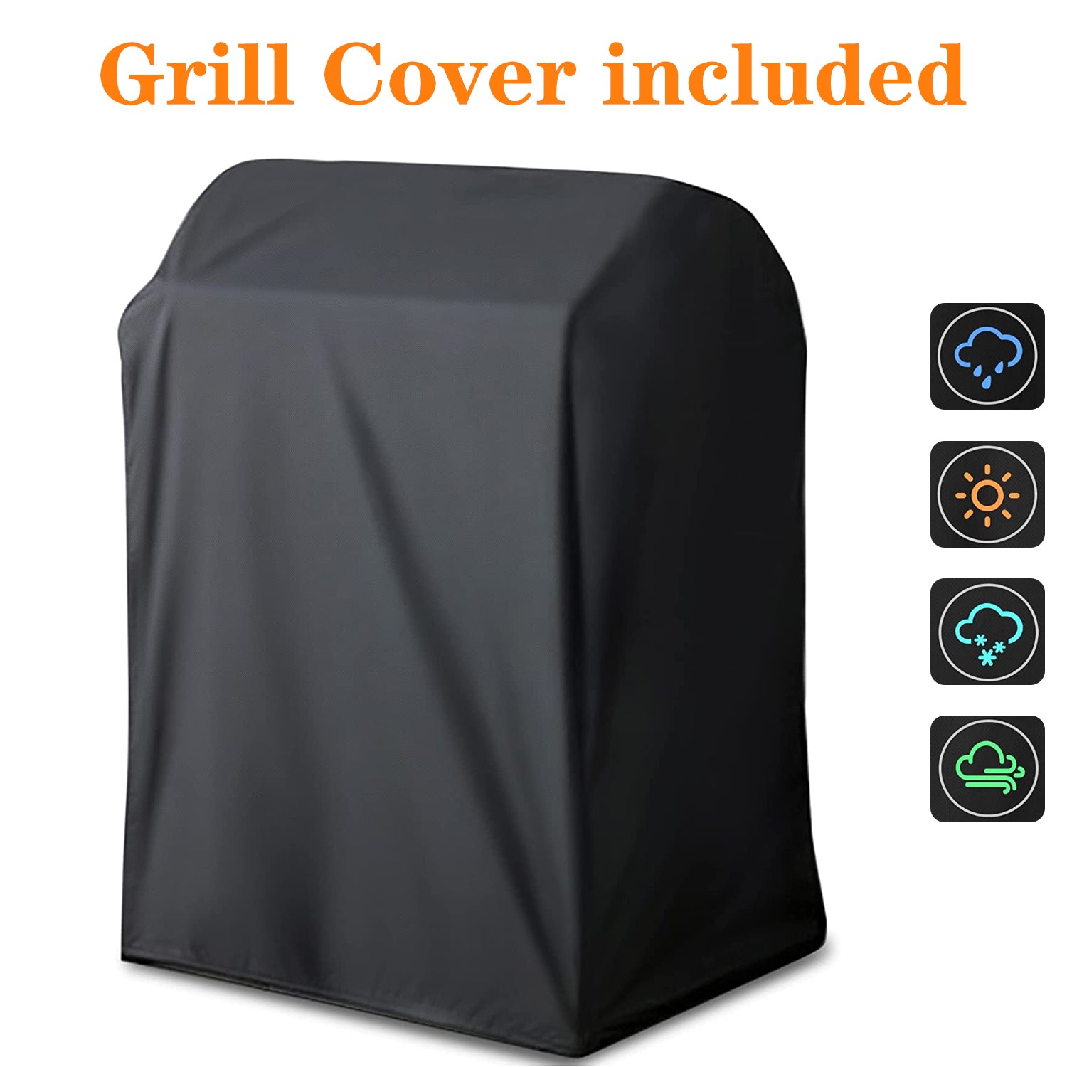 SUGIFT Heavy-Duty Extra-Large Charcoal Grill with Foldable Side Shelves and Cover