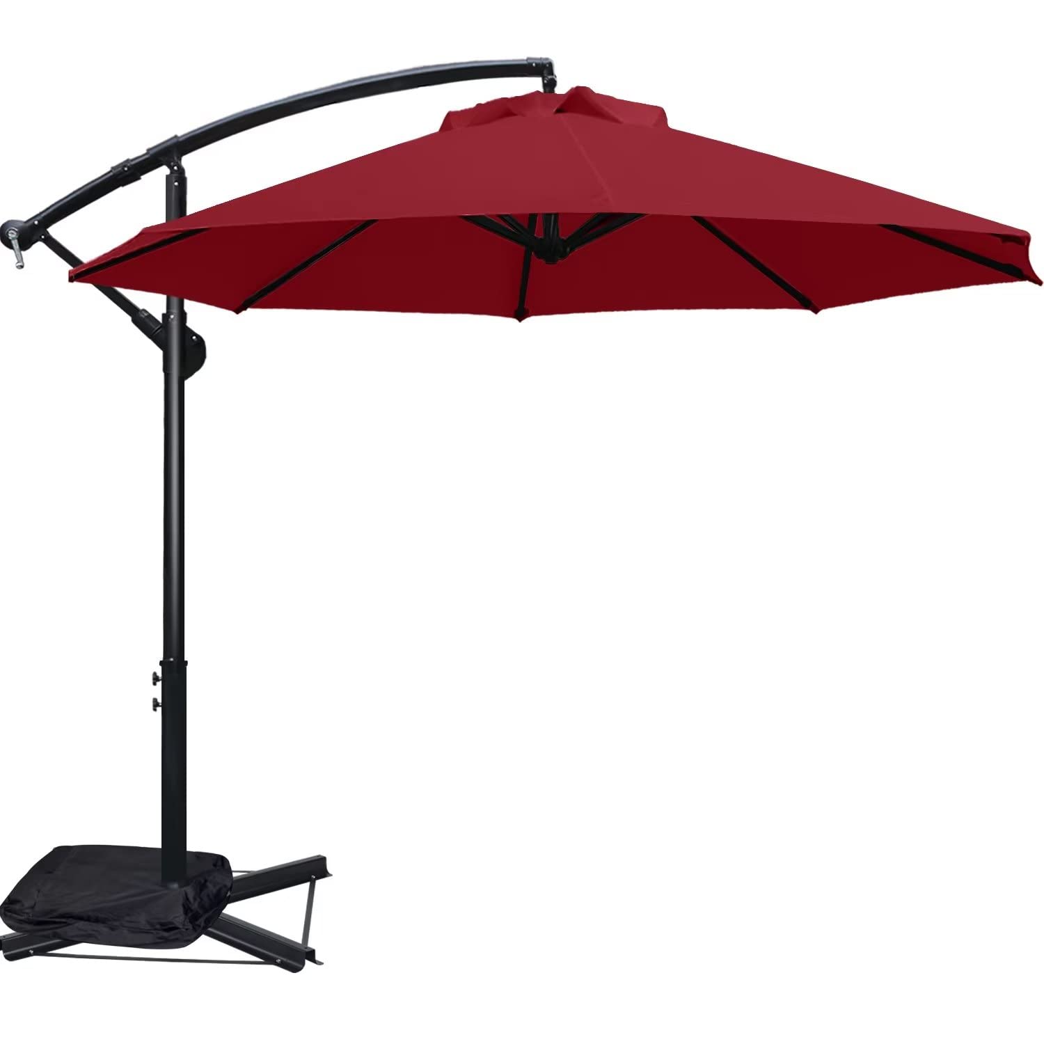 SUGIFT 10FT Outdoor Offset Cantilever Patio Umbrella with Crank-Red