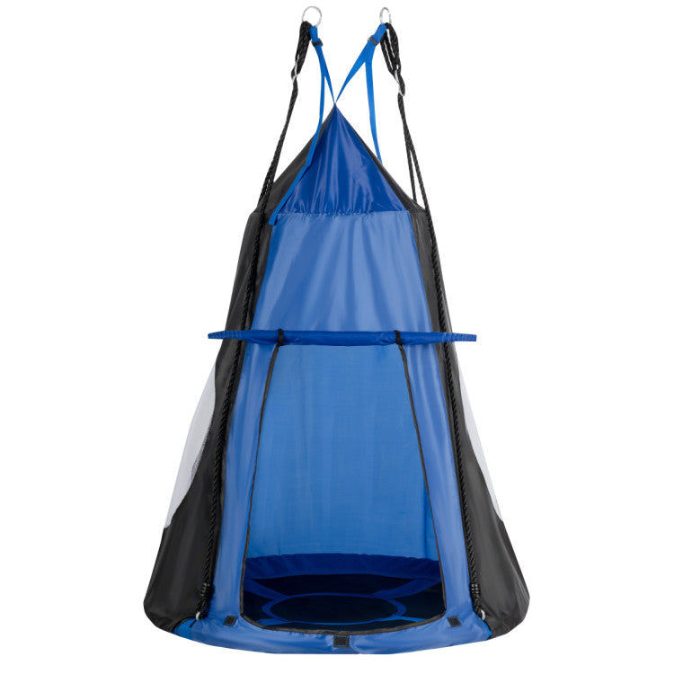 SUGIFT 2-in-1 40 Inch Kids Hanging Chair Detachable Swing Tent Blue