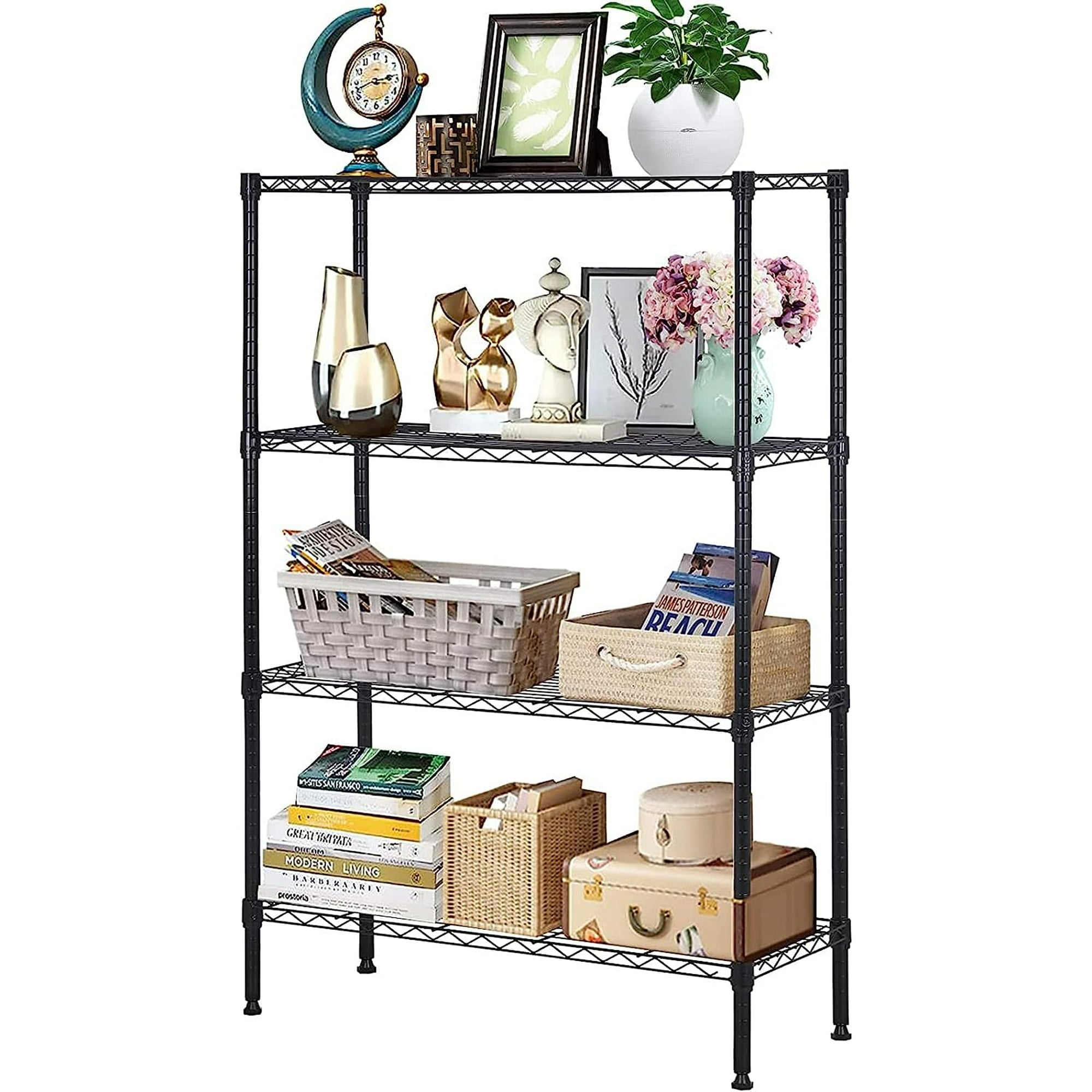 SUGIFT 4 Shelf Wire Shelving, Adjustable Storage Shelf Metal Storage Rack Wire Shelving Unit 1000Lbs Capacity