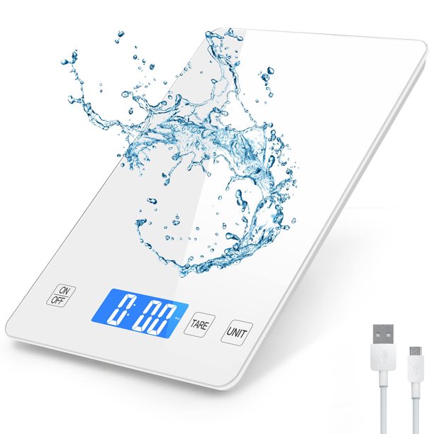 Food Scale,33lb/15kg Rechargeable Digital Kitchen Scale,1g/0.1oz Precise Graduation (White)