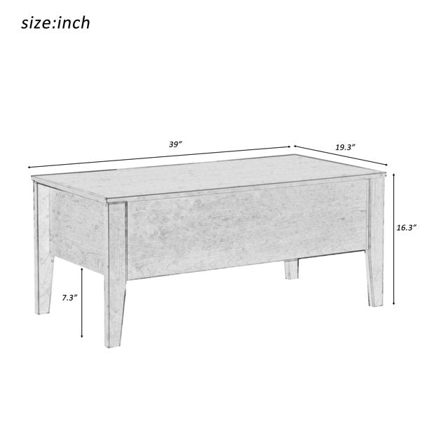 SUGIFT Modern Lift-Top Coffee Table with Storage, Sofa Table For Living Room Oak