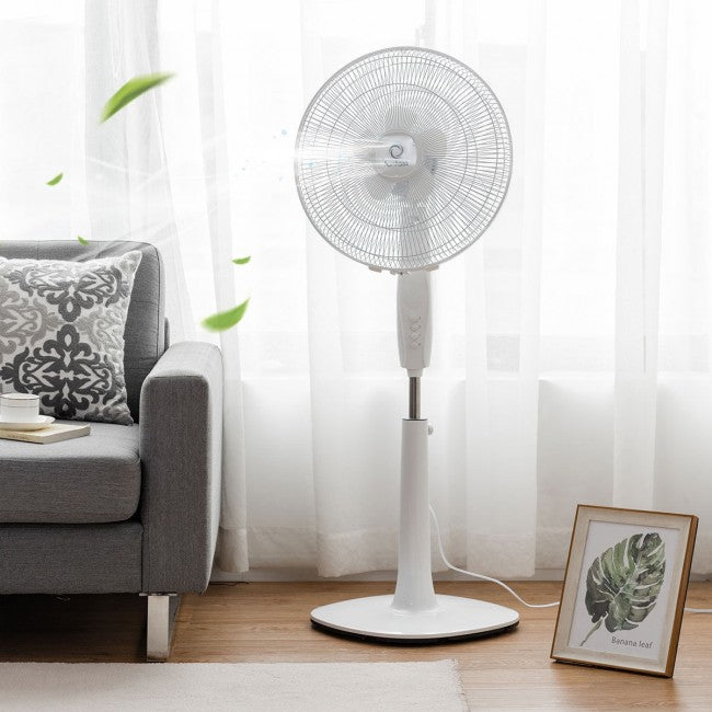SUGIFT 16In Adjustable Double Blades Oscillating Pedestal Fan with 3-Speed,White
