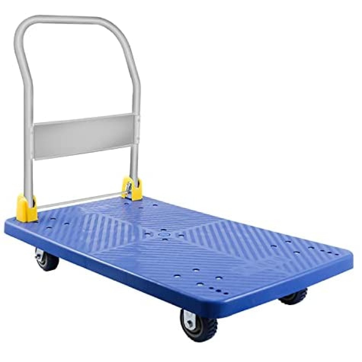 SUGIFT 1320lb Foldable Platform Truck 360 Degree Swivel Wheels, Foldable Push Hand Cart for Loading and Storage, Blue