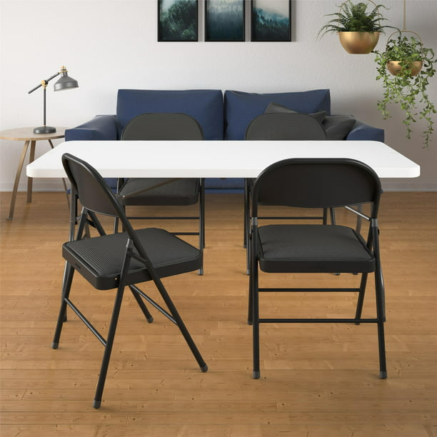 SUGIFT Padded Folding Chair, Black, 6 Pack