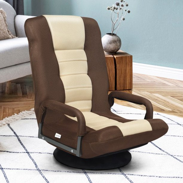 Gaming Floor Sofa Chair 360-Degree Swivel  with Foldable Adjustable Backrest