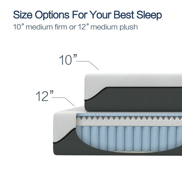 SUGIFT 12inch Medium Plush Hybrid of Gel Memory Foam and Spring Mattress, Queen