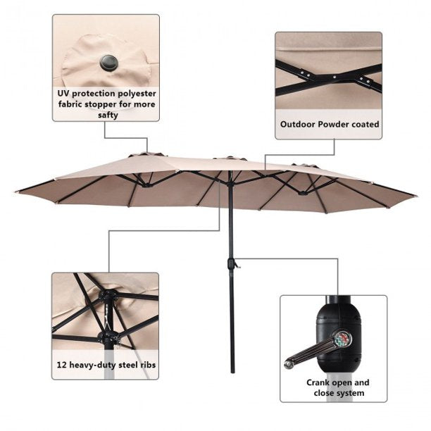 15 ft Folding Umbrella Outdoor Patio Umbrella with Crank without Base