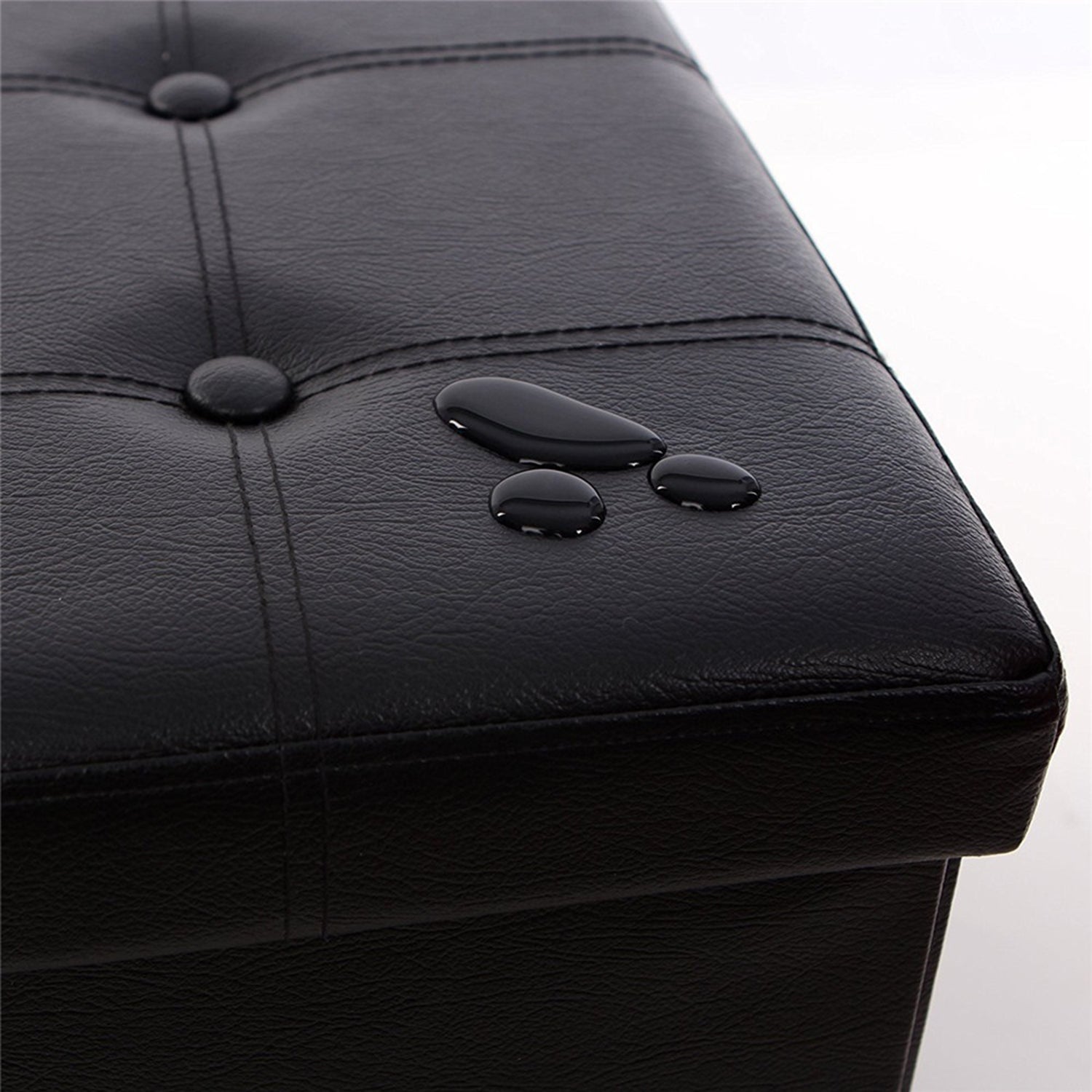 SUGIFT 30 x 15 x 15 inch footstool PU Material Black Footstool with Removable Cover