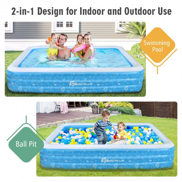 SUGIFT Inflatable Swimming Pool 120 inch Full-Size 3-Height Adjustable