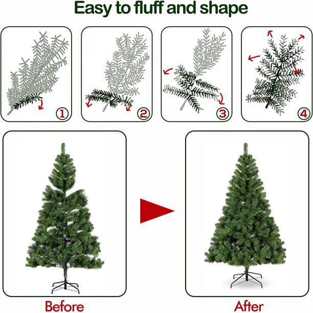 SUGIFT Pre-Lit Artificial Christmas Tree 7.5ft with 450 Clear Incandescent Mini Lights, Green