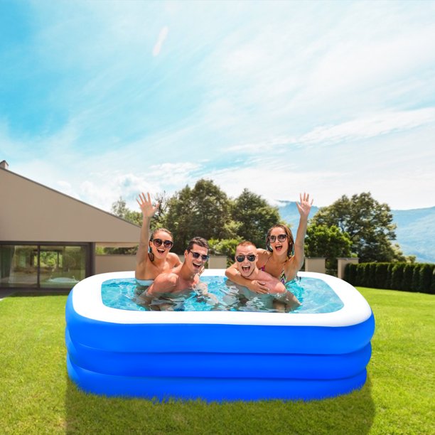 SUGIFT Inflatable Swimming Pool Three-layer Printing, Family Above Ground PVC Outdoor Toy Pool for Kids, Babies, Adults, 82.6inW*55inD*25.5inH