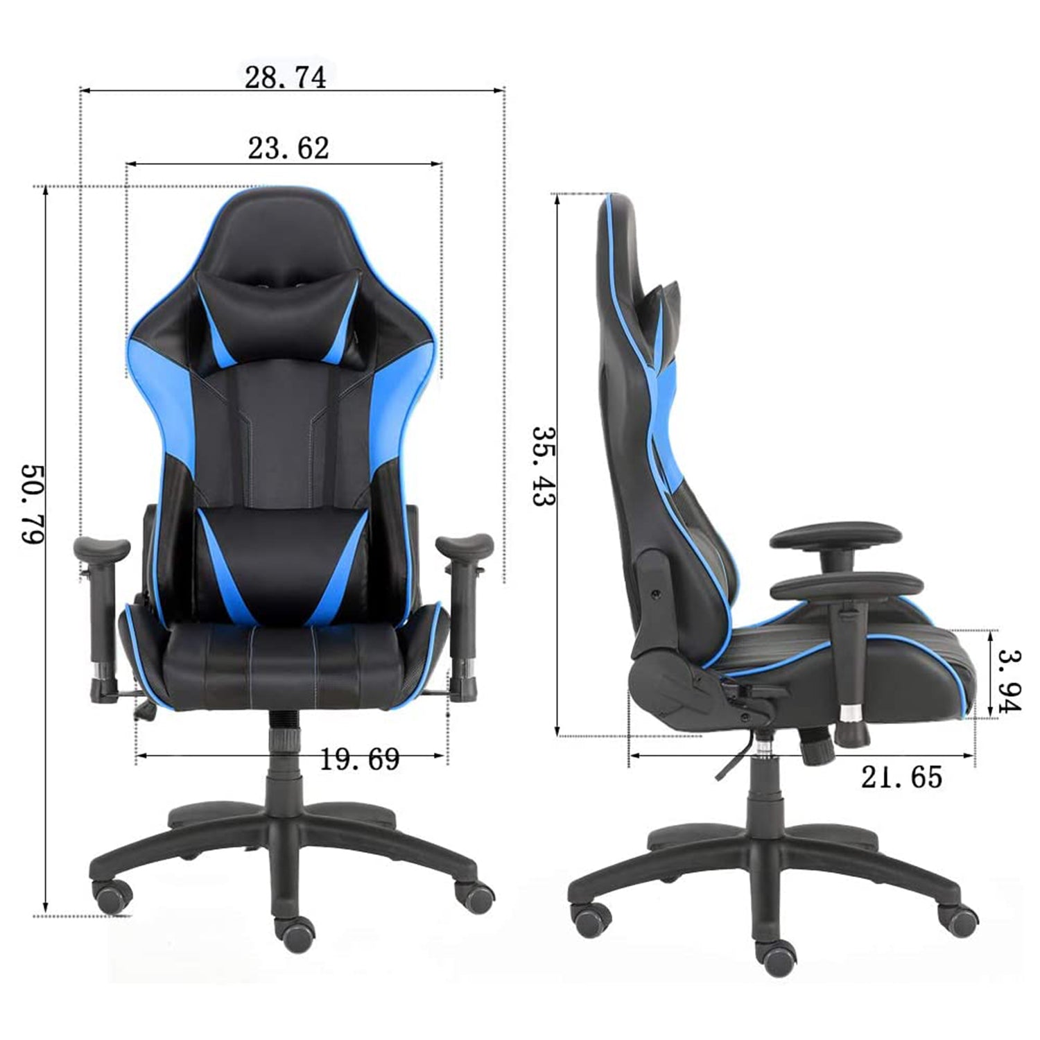 SUGIFT Gaming Chairs, Office Swivel Chairs, with headrest and Lumbar Pillow, Blue