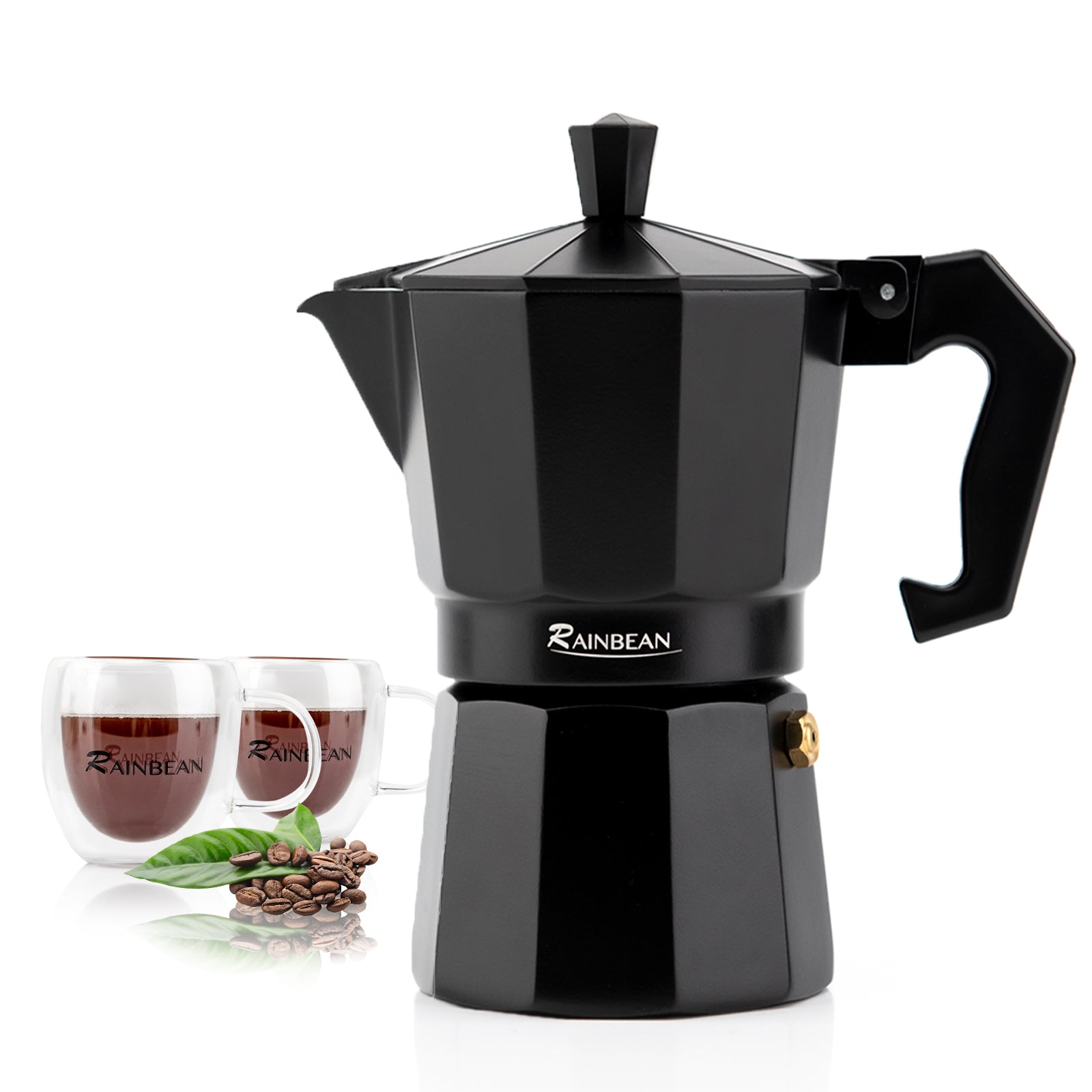 SUGIFT Moka Pot 6 Cups Black Coffee Pot Espresso Set