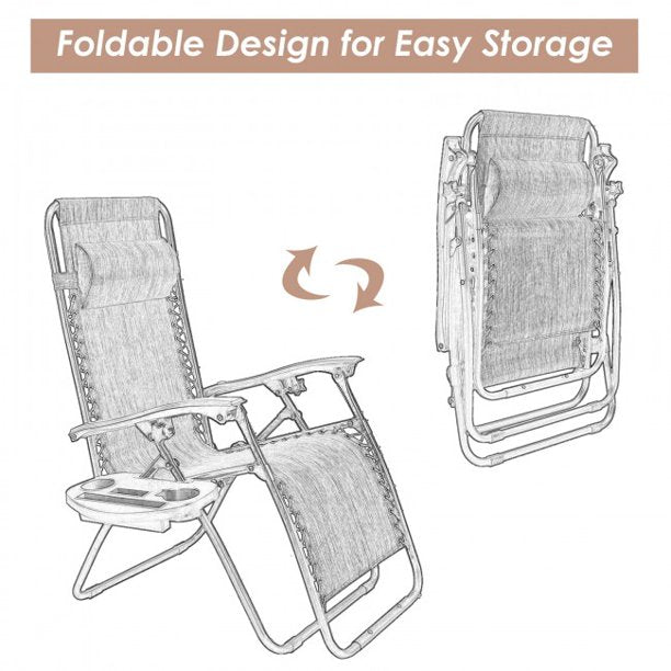 SUGIFT Folding Lounge Chair Outdoor Folding Zero Gravity Reclining Lounge Chair